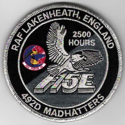 492FS F-15E 2500 Hours 'Tinsel' Patch (Black)