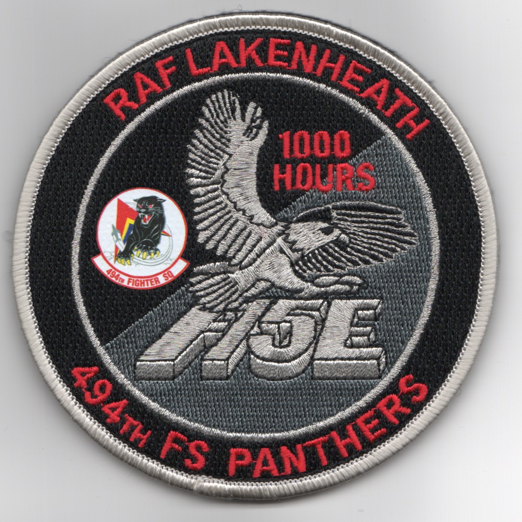494FS F-15E 'Tinsel' Patch (Black/Red-Ltr/1000 Hours)