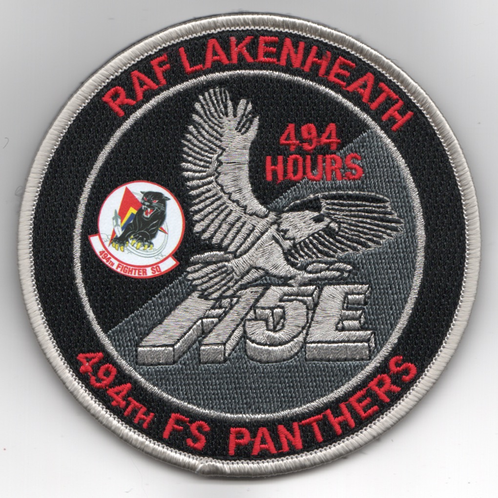 494FS F-15E 'Tinsel' Patch (Black/Red-Ltr/494 Hours)