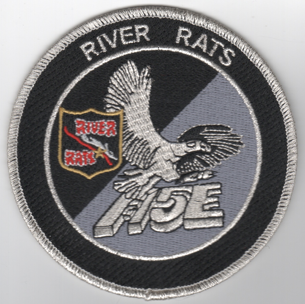 RRVA F-15E Black/Silver 'Tinsel' Patch (No Velcro)