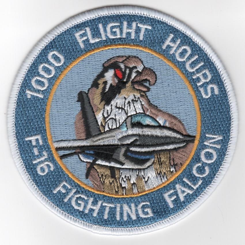 F-16 1000 Hours Patch (No Velcro)