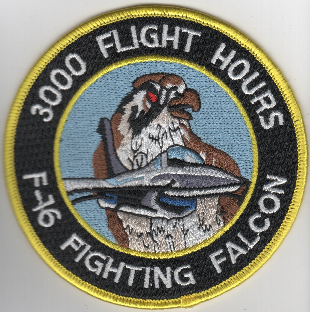F-16 3000 Hours Patch (Black/No Velcro)