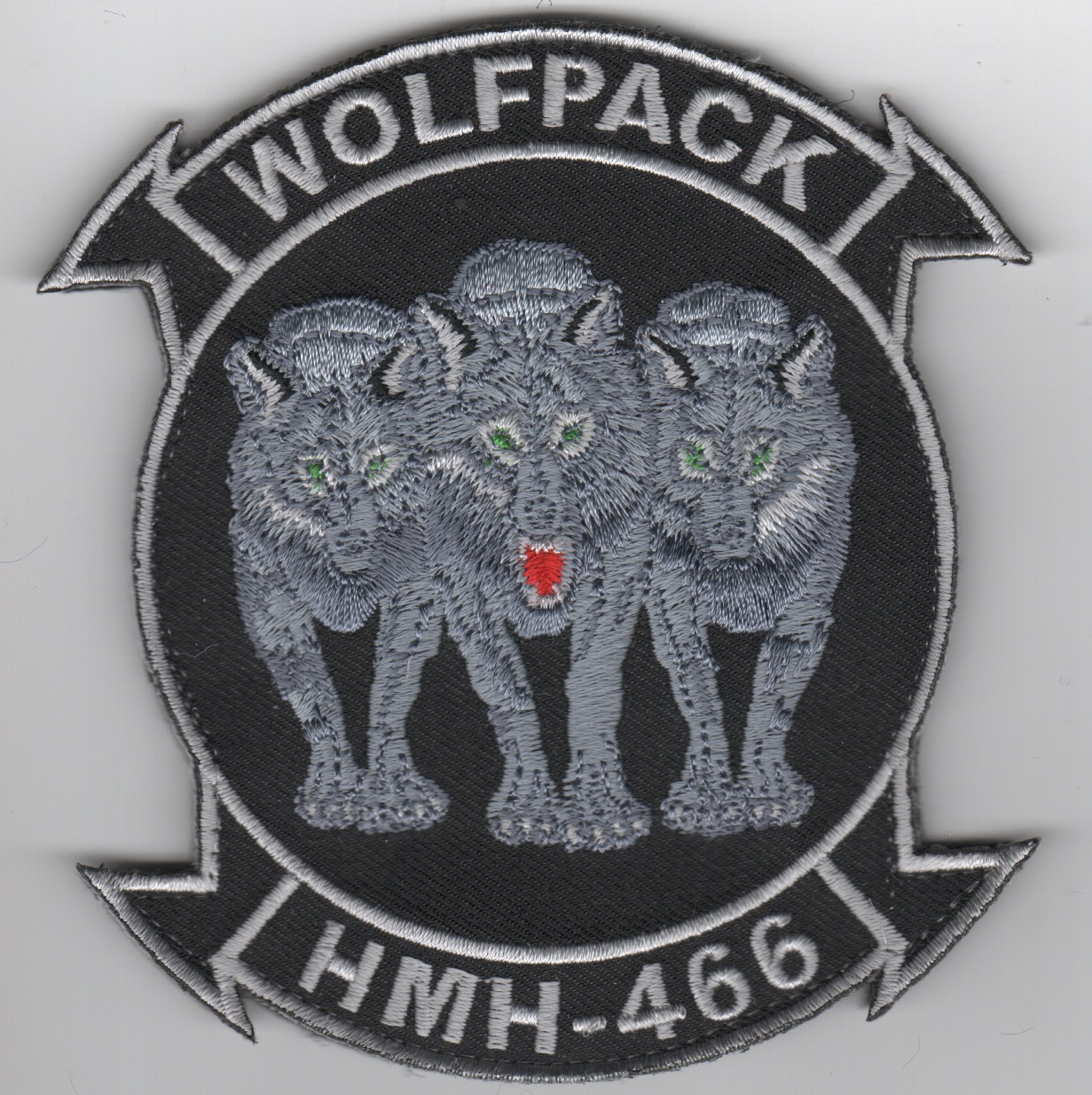 HMH-466 '3-Wolves' Squadron Patch (Black)