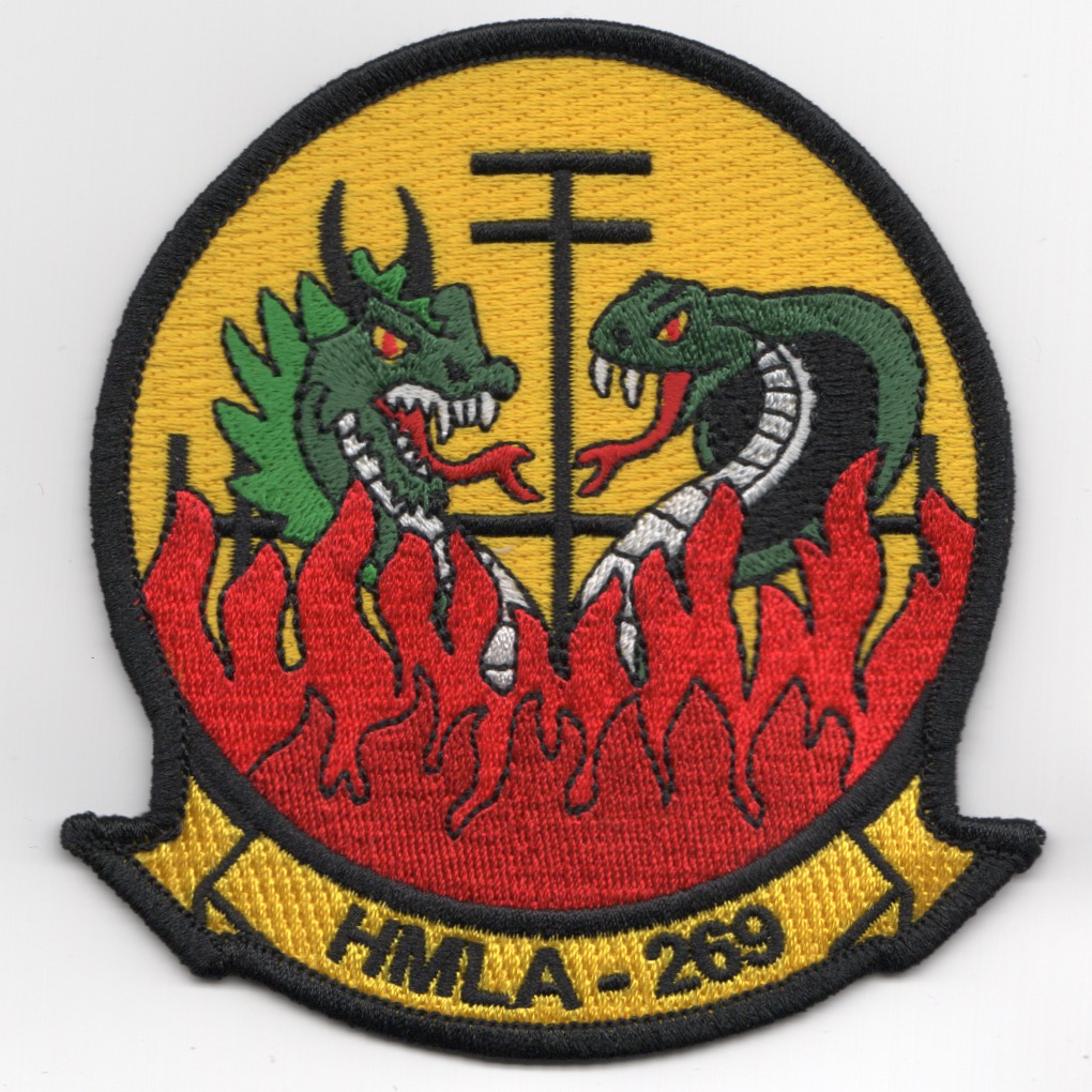 HMLA-269 Squadron Patch (2 Dragons/Yellow)