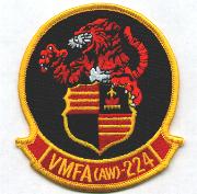 VMFA(AW)-224 Squadron Patch (3.5-in/Red-Shield/Merrowed)