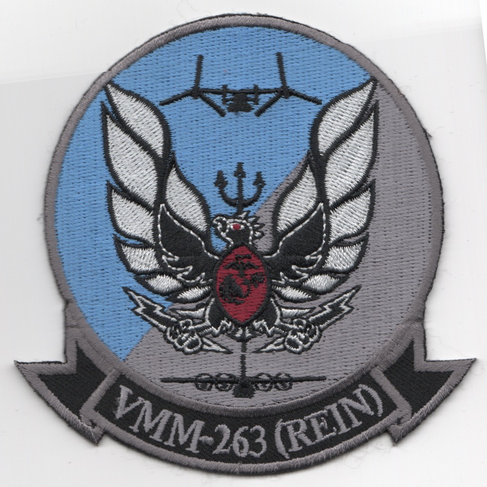 VMM-263 Squadron Patch (Gray/'REIN')