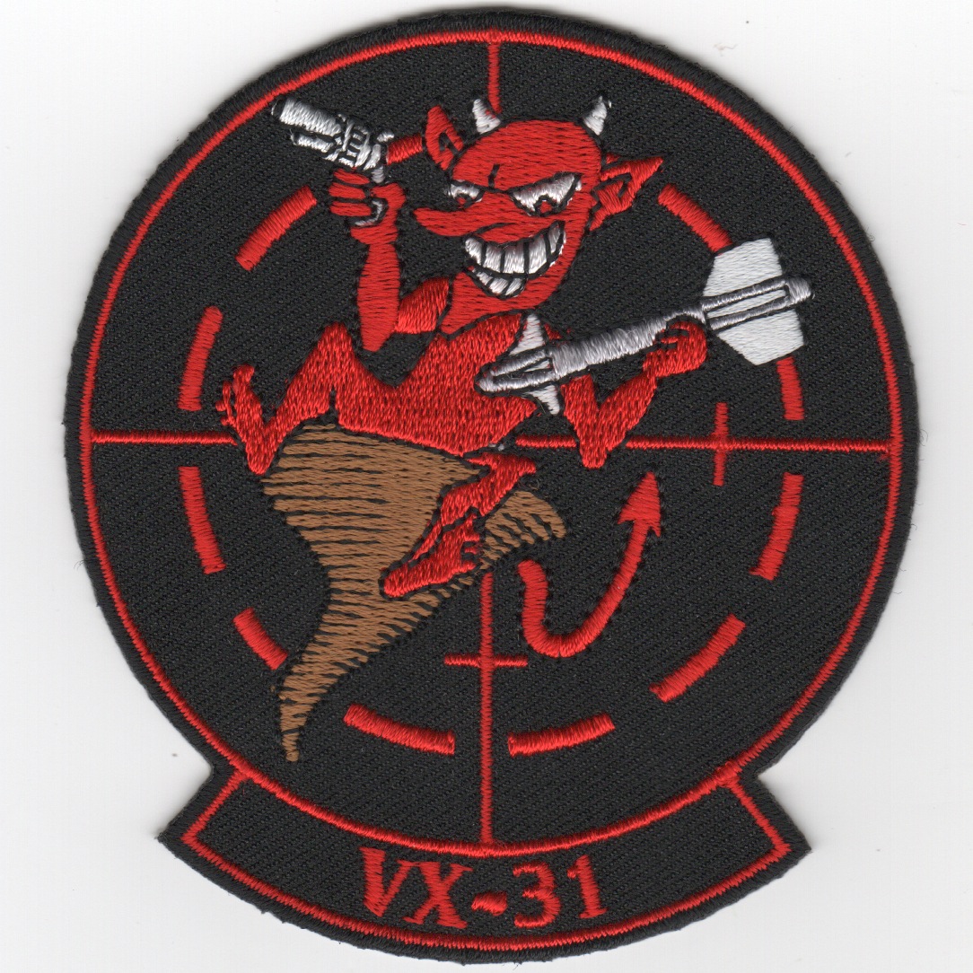 VX-31 OFFICIAL Squadron Patch (Black/WHITE Horns/NO Velcro)