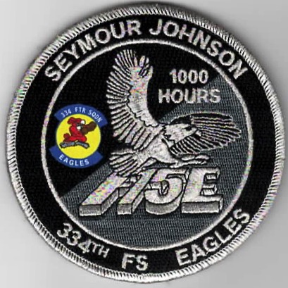 334FS F-15E 1000 Hours 'Tinsel' Patch (Silver Number)