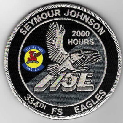 334FS F-15E 2000 Hours 'Tinsel' Patch (Silver Number)