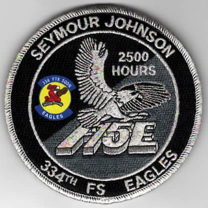 334FS F-15E 2500 Hours 'Tinsel' Patch (Silver Number)