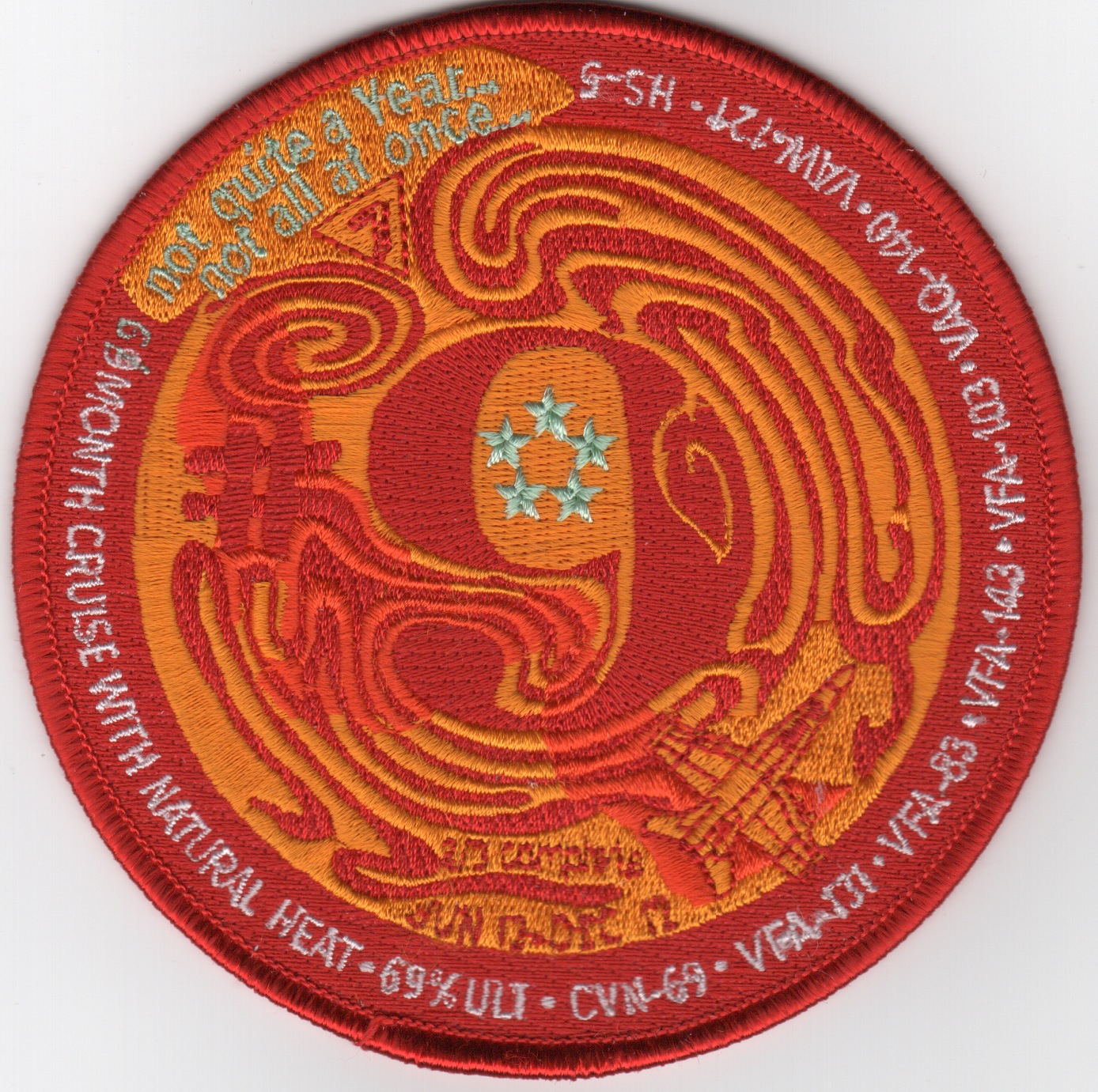 CVN-69/CVW-7 2012 'No. 9' Cruise Patch (Red)