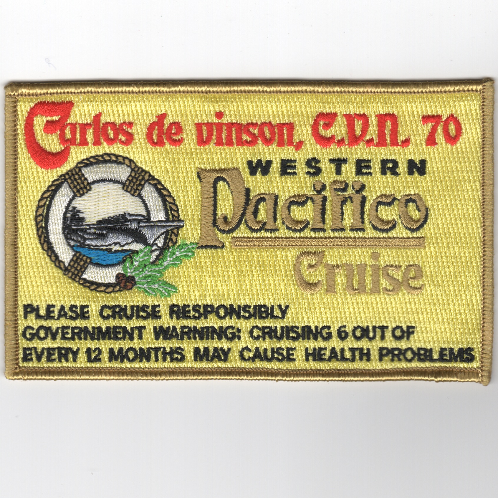 CVN-70 'Western Pacifico' Cruise Patch (Yellow/Rect)