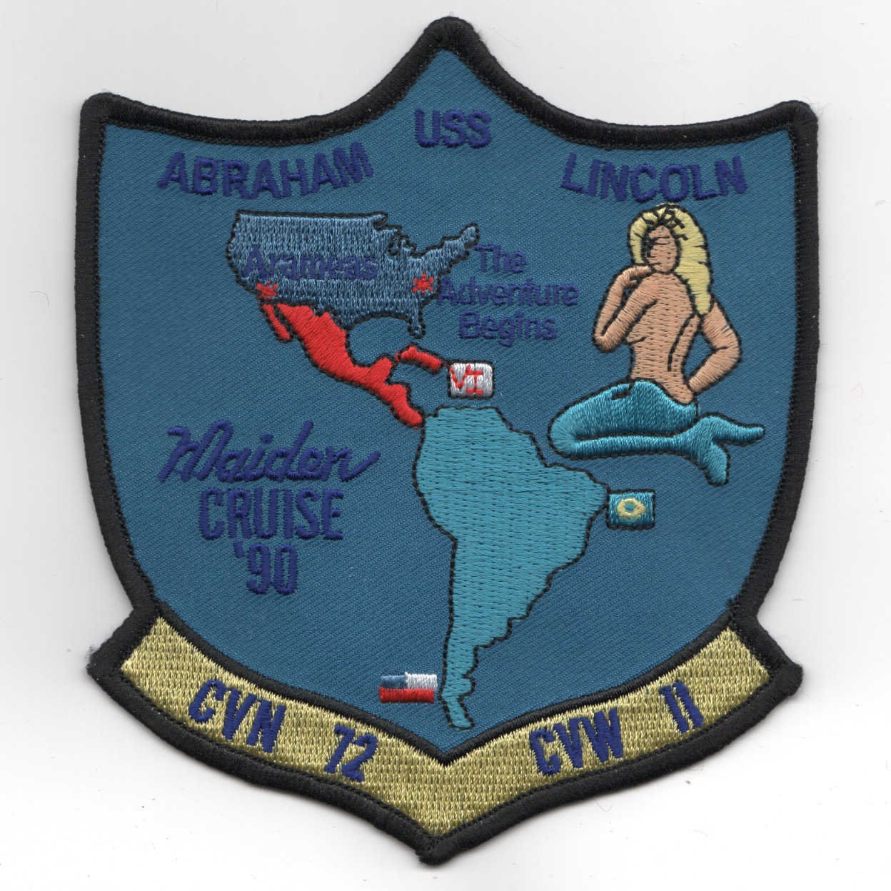 CVN-72 1990 'MAIDEN CRUISE' Shield (Blue)