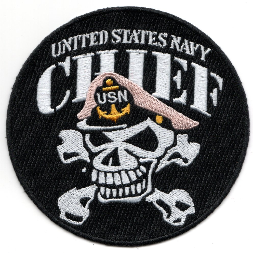 USN Chief w/PINK Cover Patch (Skull)