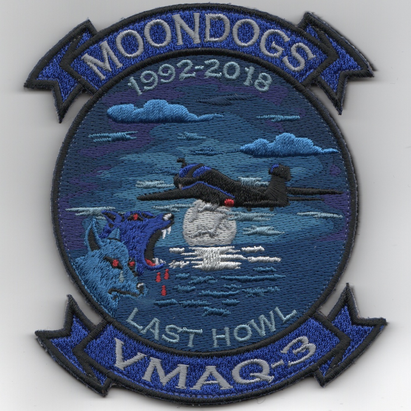 VMAQ-3 'Last Howl/MOONDOWN' Sqdn Patch (Blue)