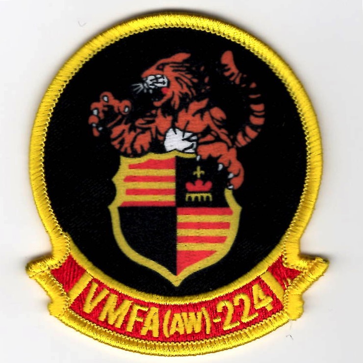 VMFA(AW)-224 Squadron Patch (3.5-in/Red-Shield/Merrowed/SUBLIMATED)